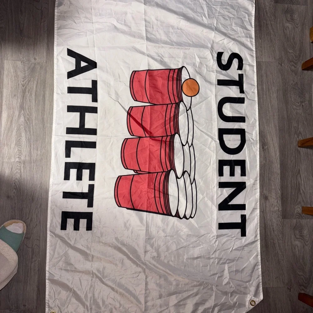 Red and White Student Athlete Banner